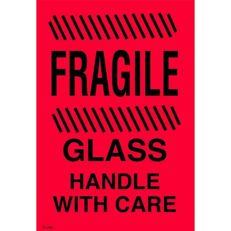 4" x 6" Fragile Glass Handle With Care Labels (500 per Roll)