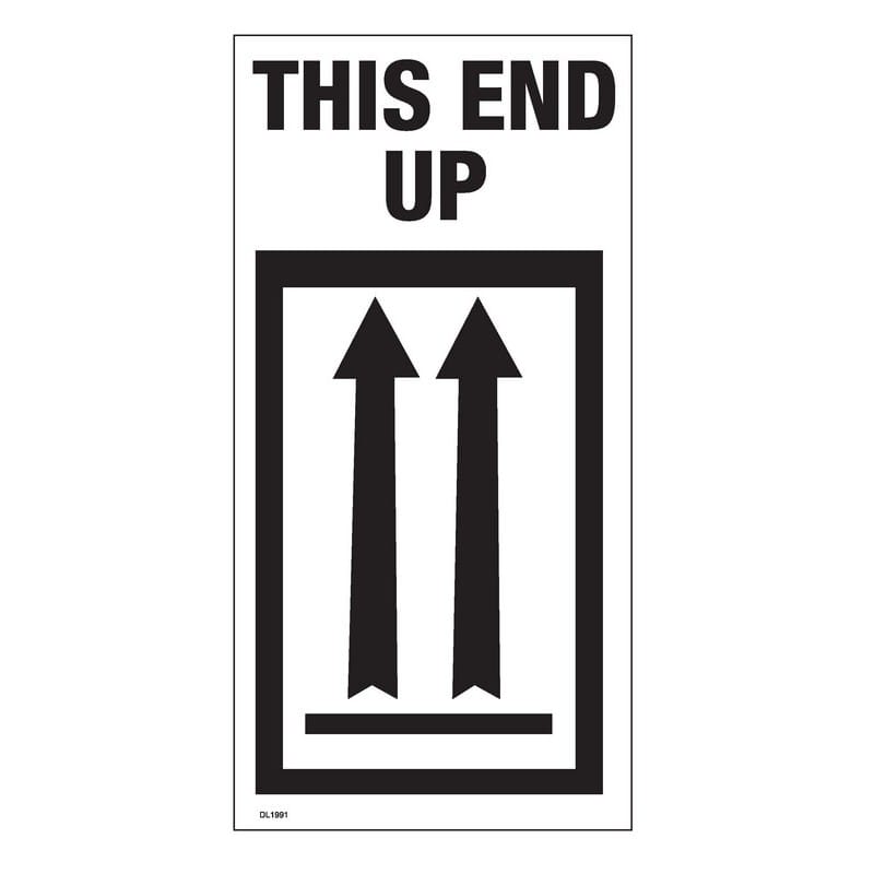 4" x 8" This End Up Labels (500 per Roll)