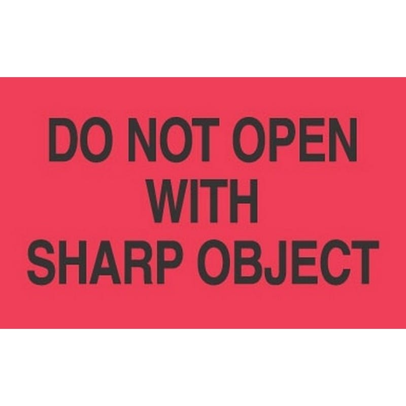 3" x 5" Do Not Open With Sharp Object Labels (500 per Roll) - Image 2