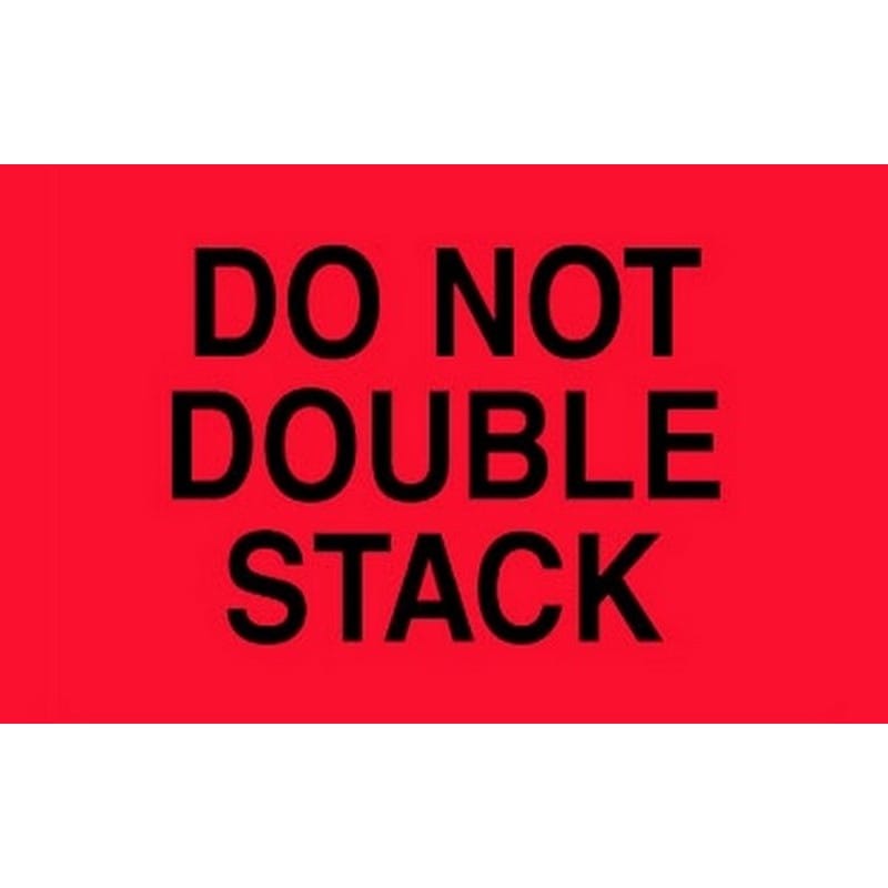 3" x 5" Black/Fluorescent Red Do Not Double Stack Labels (500 per Roll) - Image 2