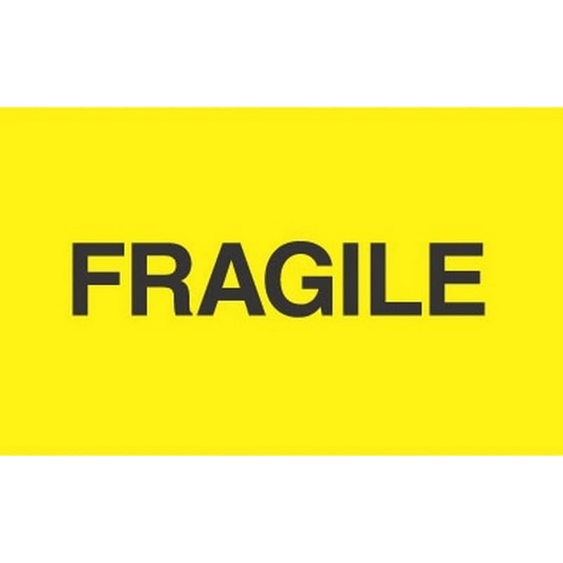 3" x 5" Black/Bright Yellow Fragile Labels (500 per Roll) - Image 2