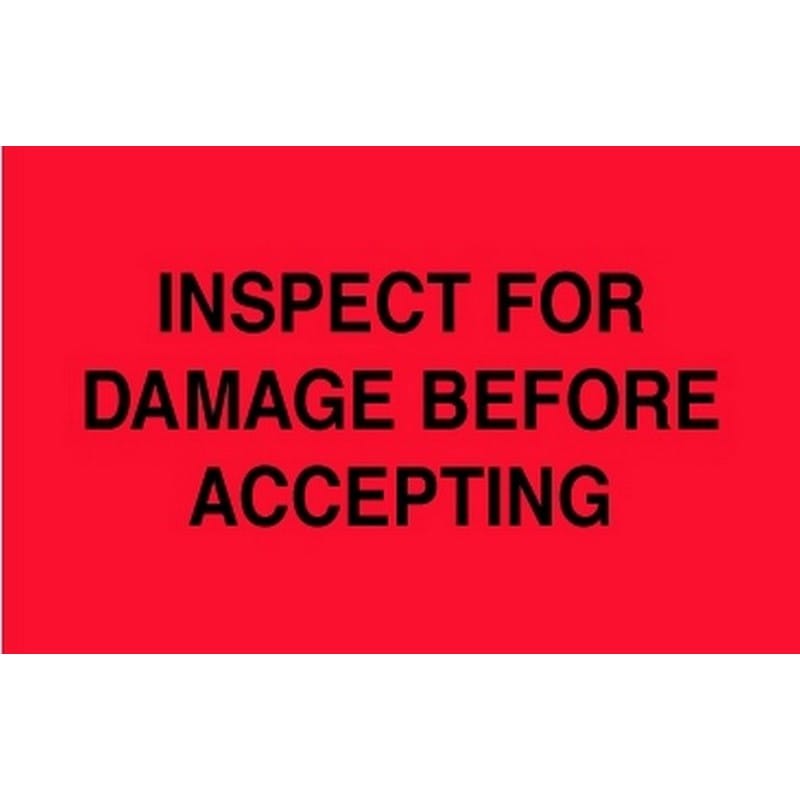 3" x 5" Inspect For Damage Before Accepting Labels (500 per Roll) - Image 2
