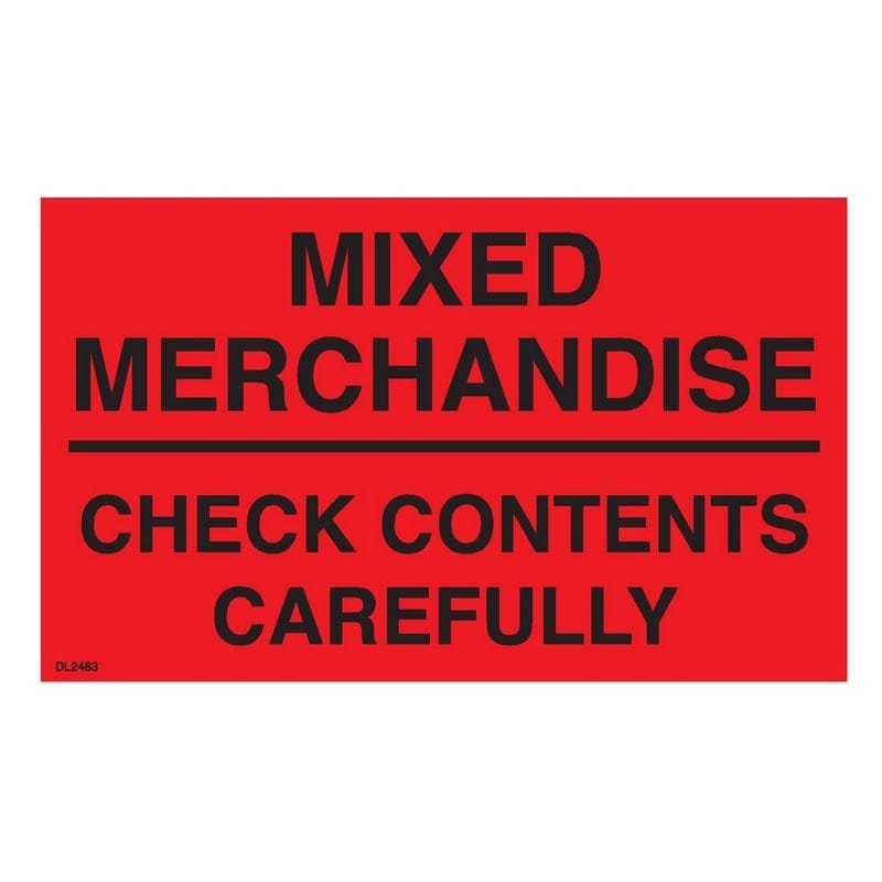 3" x 5" Mixed Merchandise - Check Contents Carefully Labels (500 per Roll)