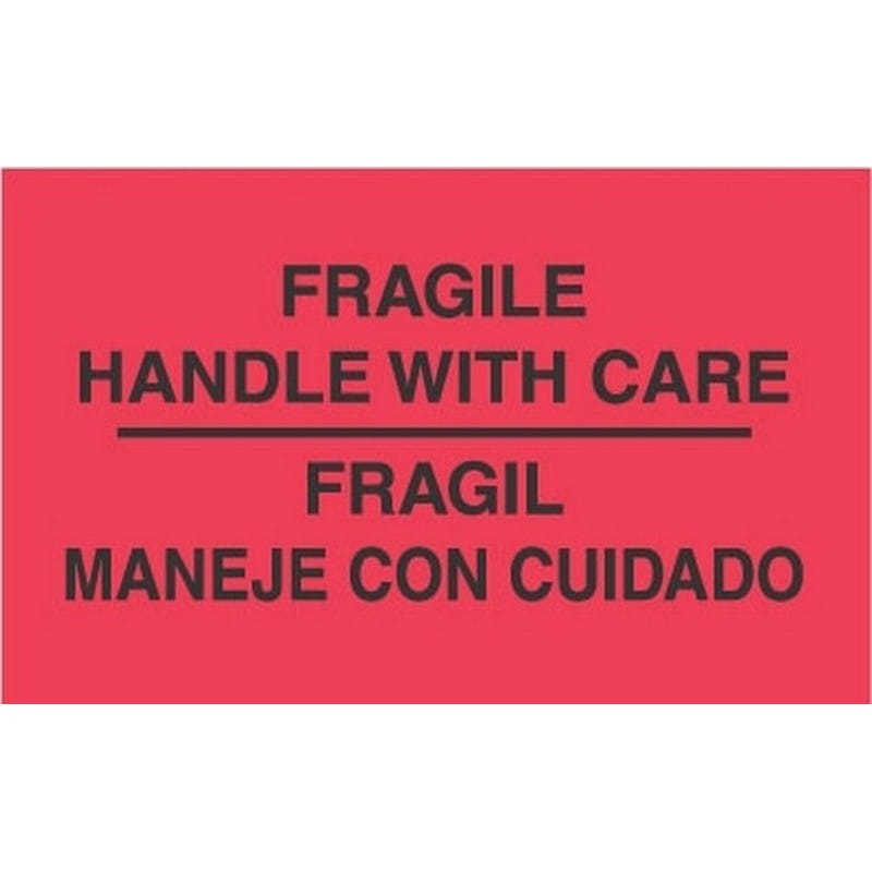 3" x 5" Fragile Bilingual Labels (500 per Roll) - Image 2