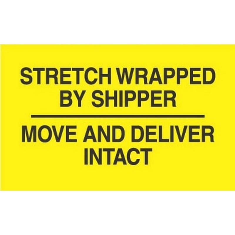 3" x 5" Stretch Wrapped By Shipper Move and Deliver Intact Labels (500 per Roll)