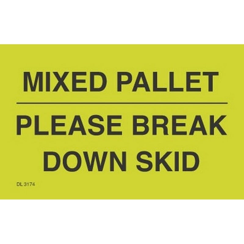 3" x 5" Mixed Pallet Please Break Down Skid Labels (500 per Roll) - Image 2