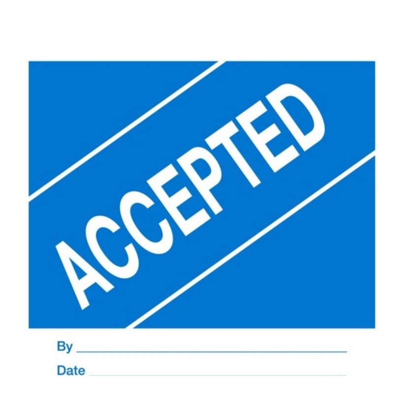 4" x 4" Accepted Labels (500 per Roll)