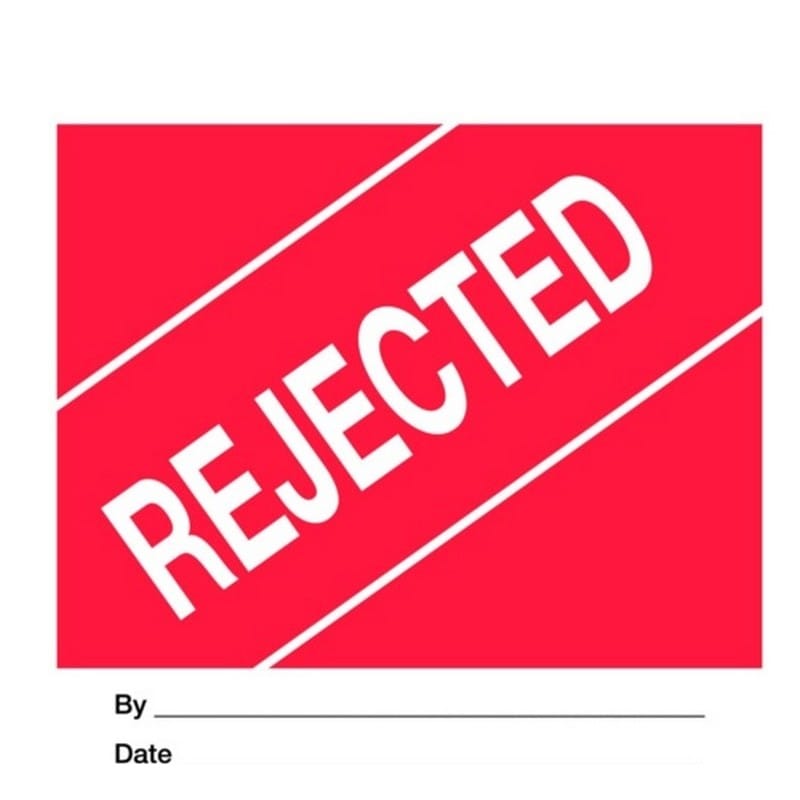 4" x 4" Rejected Labels (500 per Roll)