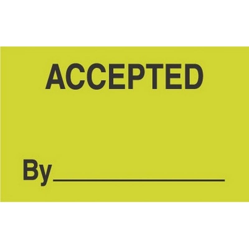 3" x 5" Accepted By ____ Labels (500 per Roll)