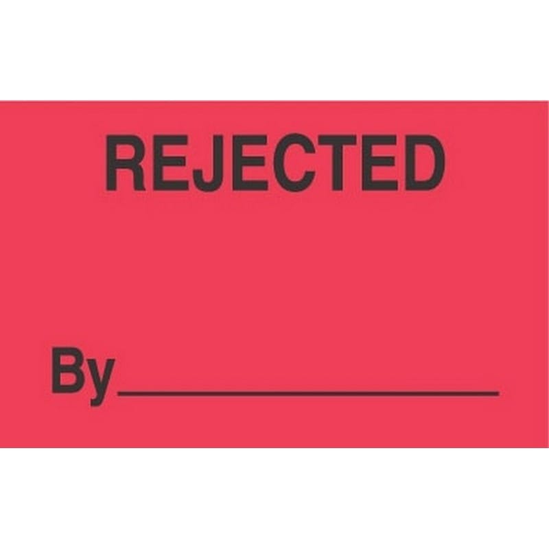 3" x 5" Rejected By ____ Labels (500 per Roll)