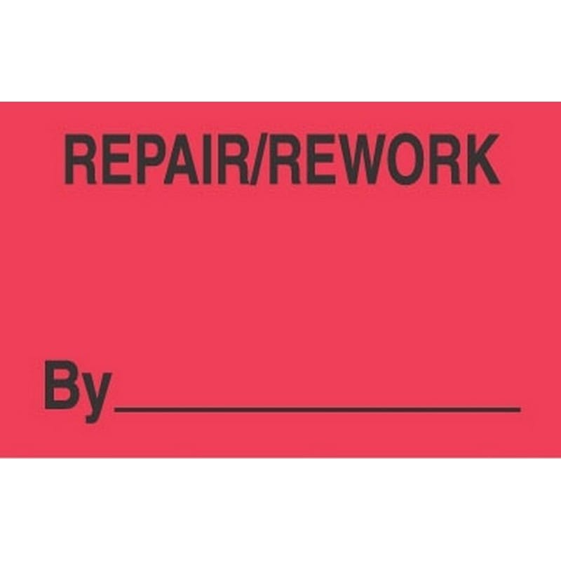 1-3/8" x 2" Repair / Rework By ____ Labels (500 per Roll)