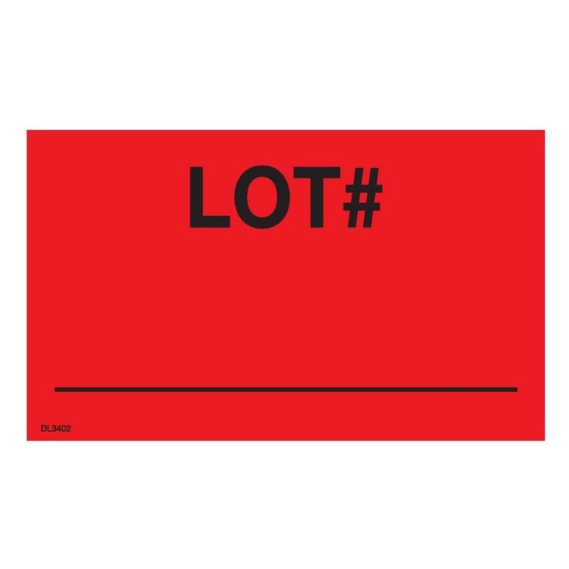 3" x 5" Lot # labels (500 per Roll)