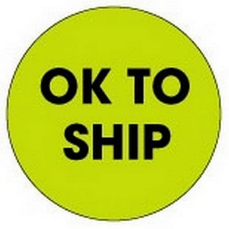 2" Diameter OK To Ship Circle Labels (500 per Roll)