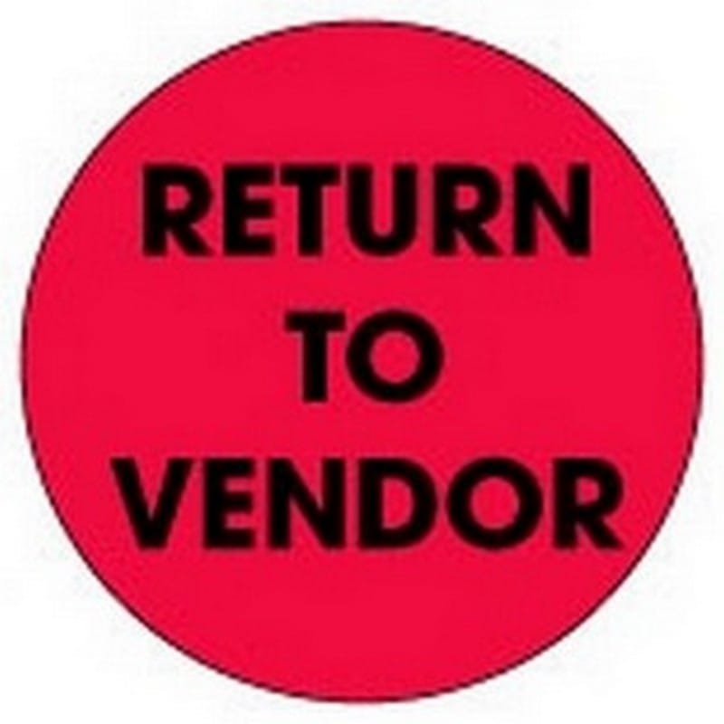 2" Diameter Return To Vendor Circle Labels (500 per Roll)
