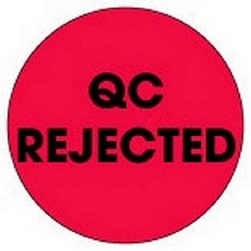 2" Diameter QC Rejected Circle Labels (500 per Roll)