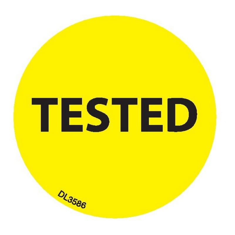 2" diameter Tested labels (500 per Roll)