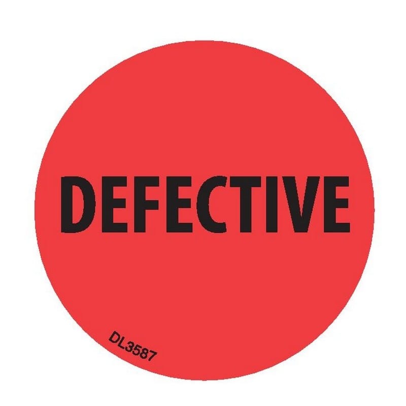 2" diameter Defective labels (500 per Roll)