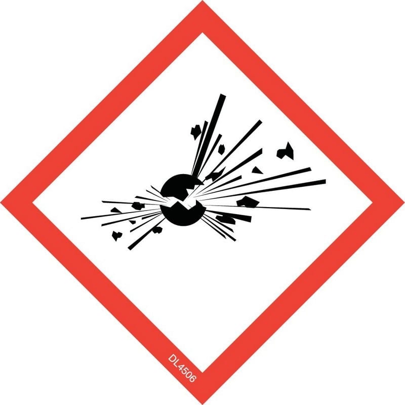 2" x 2" Hazcom-Exploding bomb labels (500 per Roll)