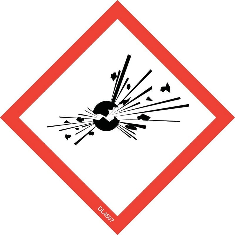4" x 4" Hazcom-Exploding bomb labels (500 per Roll)