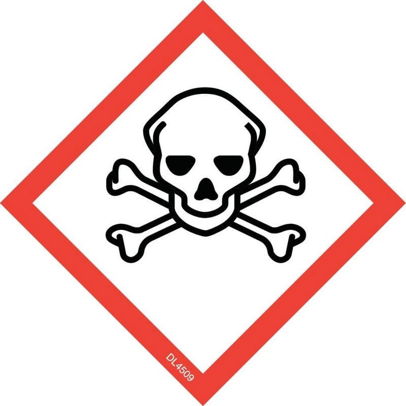 4" x 4" Hazcom-skull labels (500 per Roll)