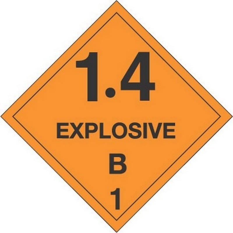 4" x 4" 1.4 Explosive B D.O.T. Class 1 Hazard Labels (500 per Roll) - Image 2