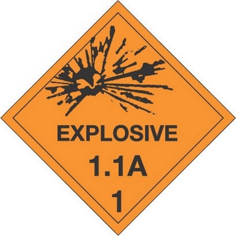4" x 4" Explosive 1.1A D.O.T. Class 1 Hazard Labels (500 per Roll) - Image 2