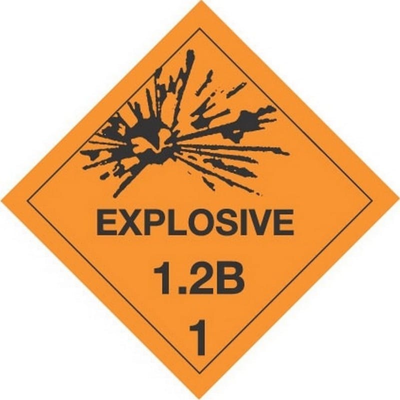 4" x 4" Explosive 1.2B D.O.T. Class 1 Hazard Labels (500 per Roll) - Image 2