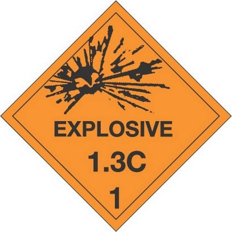 4" x 4" Explosive 1.3C D.O.T. Class 1 Hazard Labels (500 per Roll) - Image 2