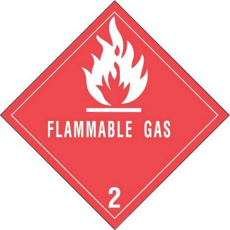 4" x 4" Flammable Gas D.O.T. Class 2 Hazard Labels (500 per Roll) - Image 2