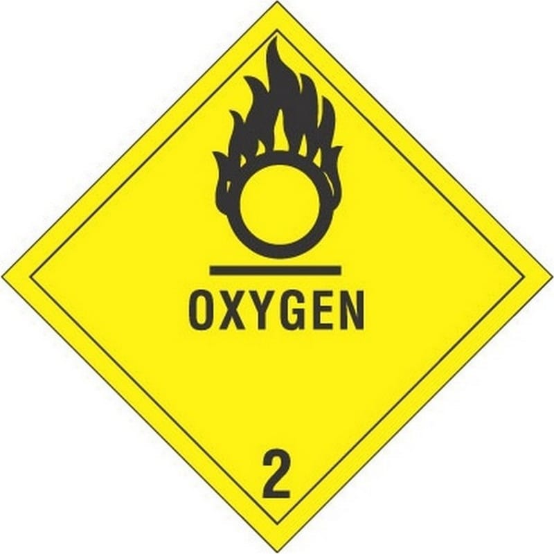 4" x 4" Oxygen D.O.T. Class 2 Hazard Labels (500 per Roll) - Image 2