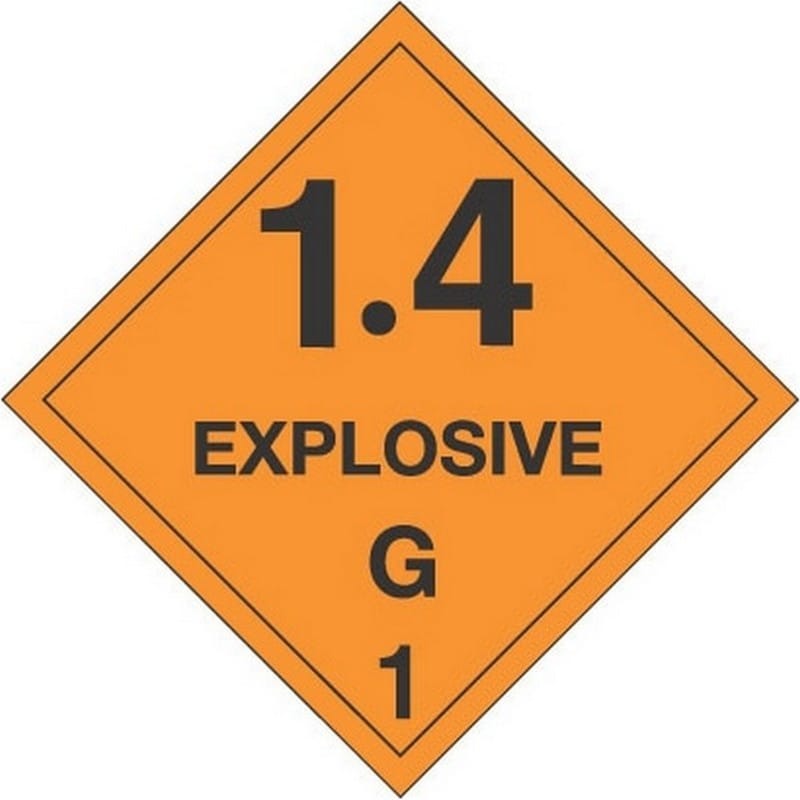 4" x 4" 1.4 Explosive G D.O.T. Class 1 Hazard Labels (500 per Roll) - Image 2