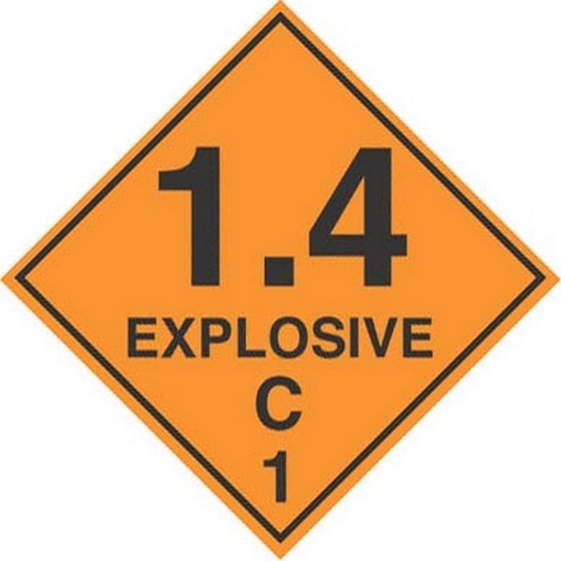 4" x 4" 1.4 Explosive C D.O.T. Class 1 Hazard Labels (500 per Roll) - Image 2