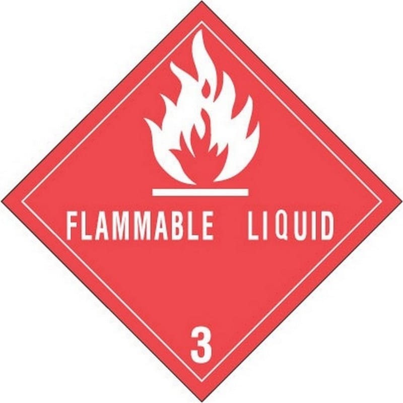 4" x 4" Flammable Liquid D.O.T. Class 3 Hazard Labels (500 per Roll)