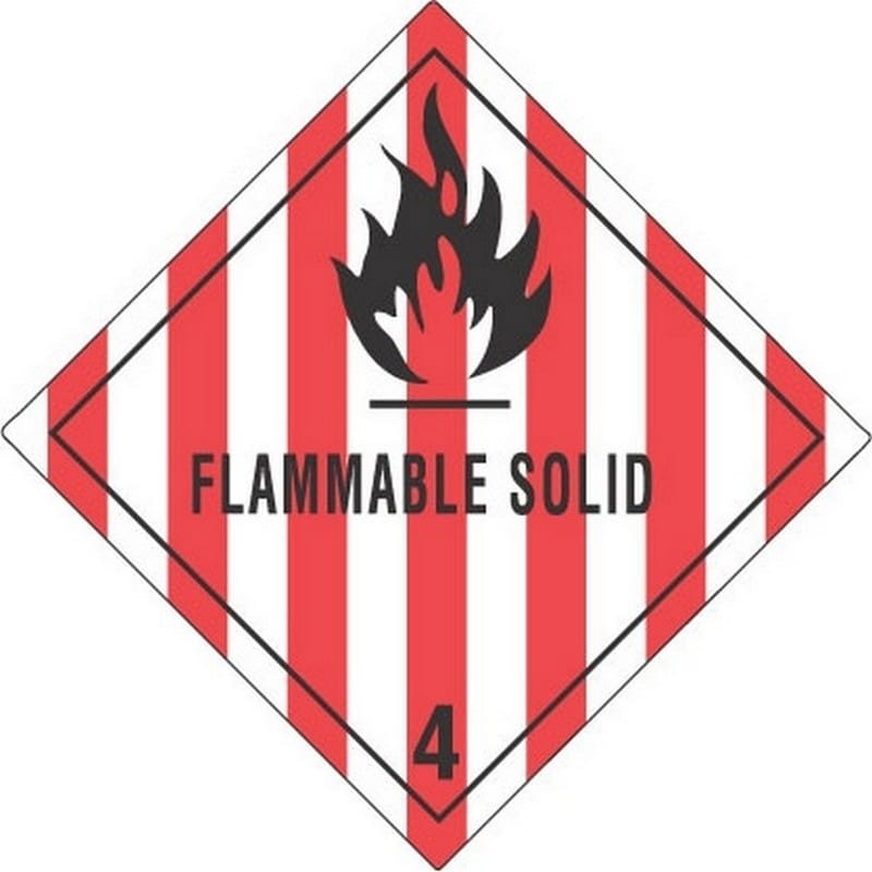4" x 4" Flammable Solid D.O.T. Class 4 Hazard Labels (500 per Roll) - Image 2