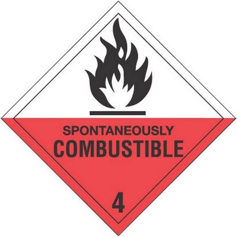 4" x 4" Spontaneously Combustible D.O.T. Class 4 Hazard Labels (500 per Roll) - Image 2