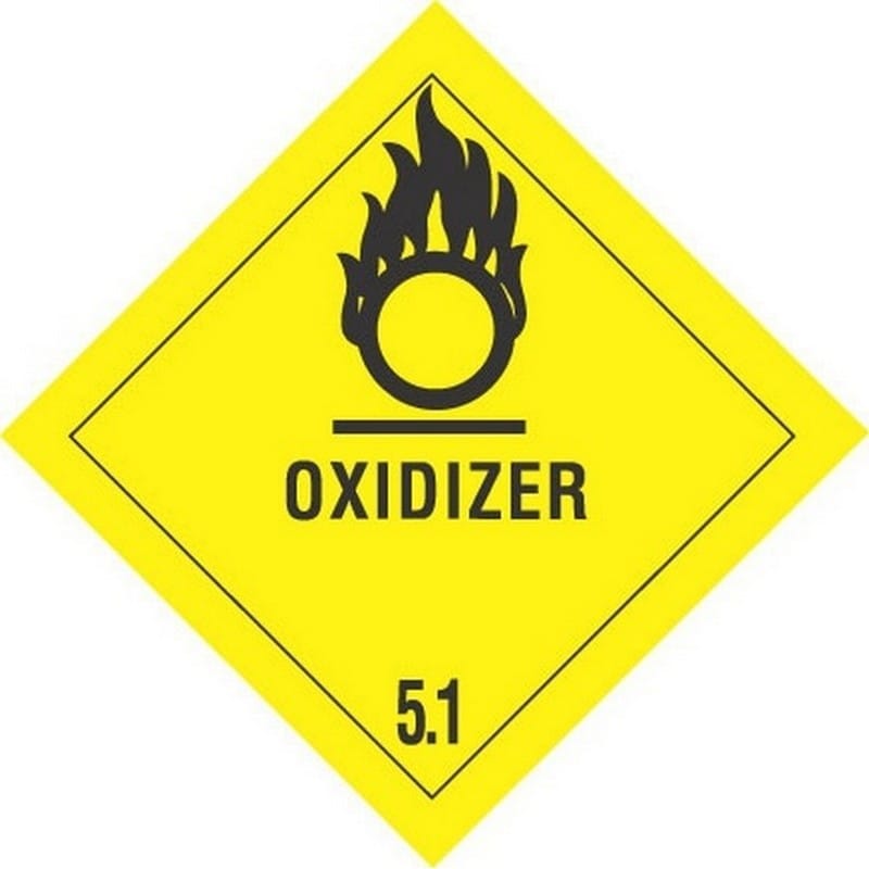 4" x 4" Oxidizer D.O.T. Class 5 Hazard Labels (500 per Roll) - Image 2