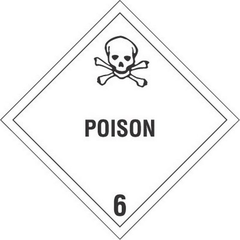 4" x 4" Poison D.O.T. Class 6 Hazard Labels (500 per Roll) - Image 2