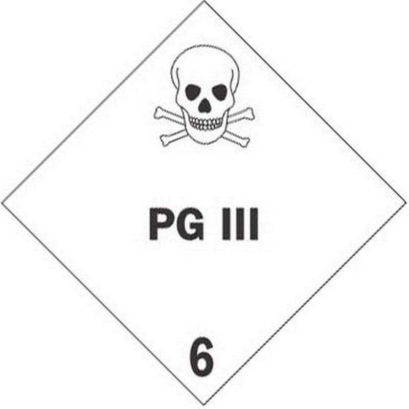 4" x 4" PG III D.O.T. Class 6 Hazard Labels (500 per Roll)