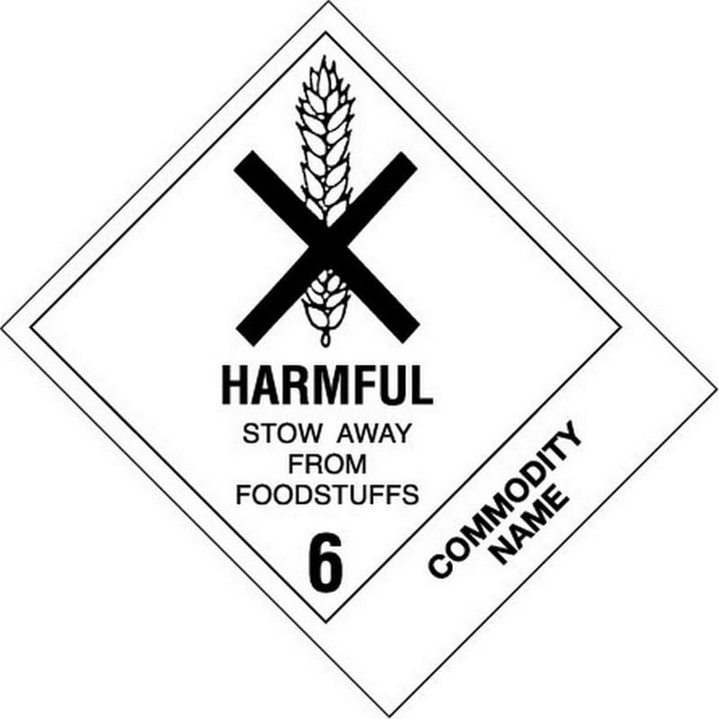 4" x 4-3/4" Harmful Stow Away from Foodstuffs - Poisonous Liquids, N.O.S. UN2810 Labels (500 per Roll) - Image 2