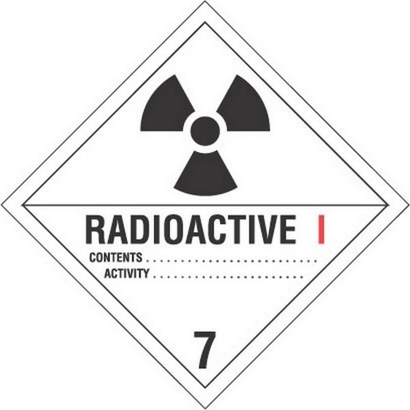 4" x 4" Radioactive 1 D.O.T. Class 7 Hazard Labels (500 per Roll) - Image 2