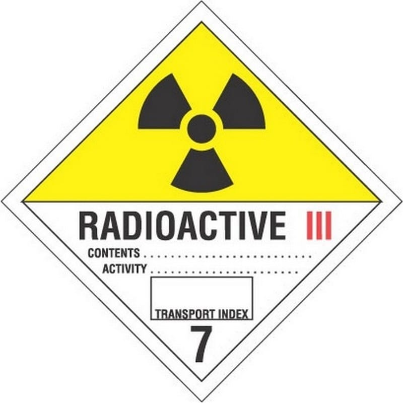 4" x 4" Radioactive 3 D.O.T. Class 7 Hazard Labels (500 per Roll) - Image 2