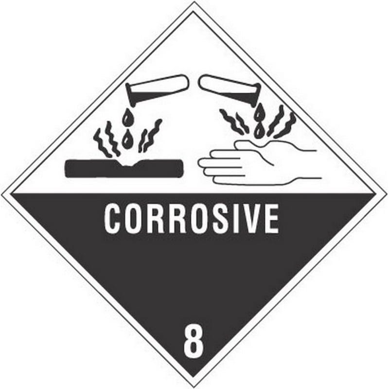 4" x 4" Corrosive D.O.T. Class 8 Hazard Labels (500 per Roll) - Image 2