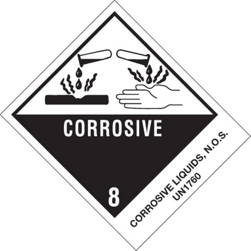4" x 4-3/4" Corrosive - Corrosive Liquids, N.O.S. UN1760 Labels (500 per Roll)