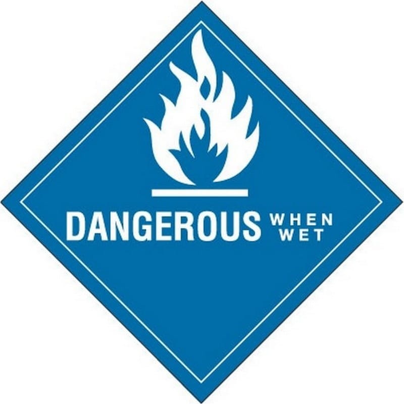4" x 4" Dangerous When Wet D.O.T. Subsidiary Risk Labels (500 per Roll) - Image 2