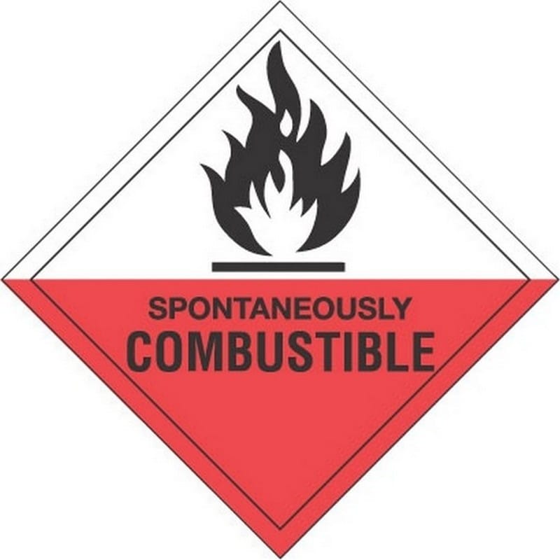 4" x 4" Spontaneously Combustible D.O.T. Subsidiary Risk Labels (500 per Roll)