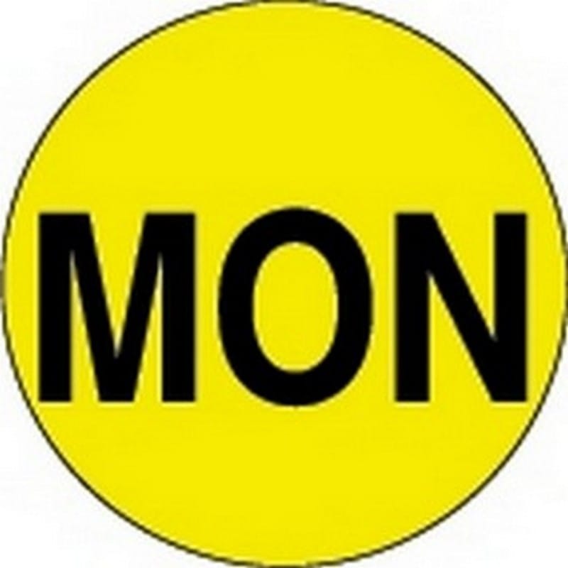 1" Diameter "MON" Day of the Week Circle Labels (500 per Roll) - Image 2