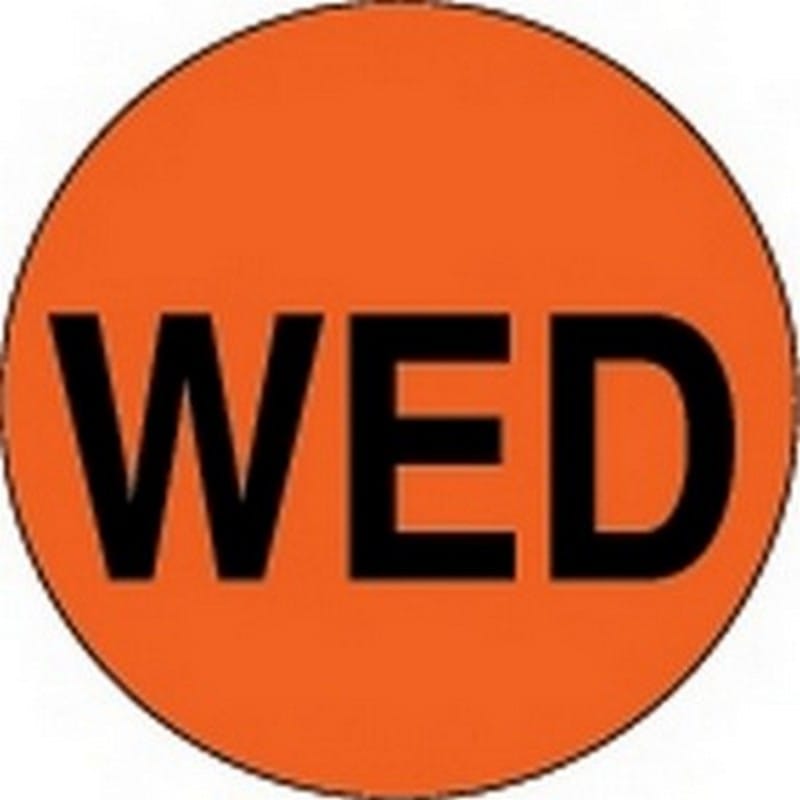 1" Diameter "WED" Day of the Week Circle Labels (500 per Roll) - Image 2
