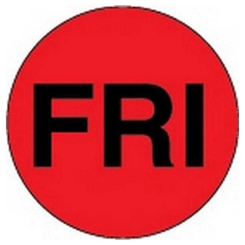 1" Diameter "FRI" Day of the Week Circle Labels (500 per Roll) - Image 2
