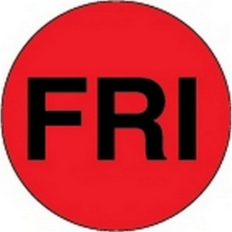 2" Diameter "FRI" Day of the Week Circle Labels (500 per Roll) - Image 2