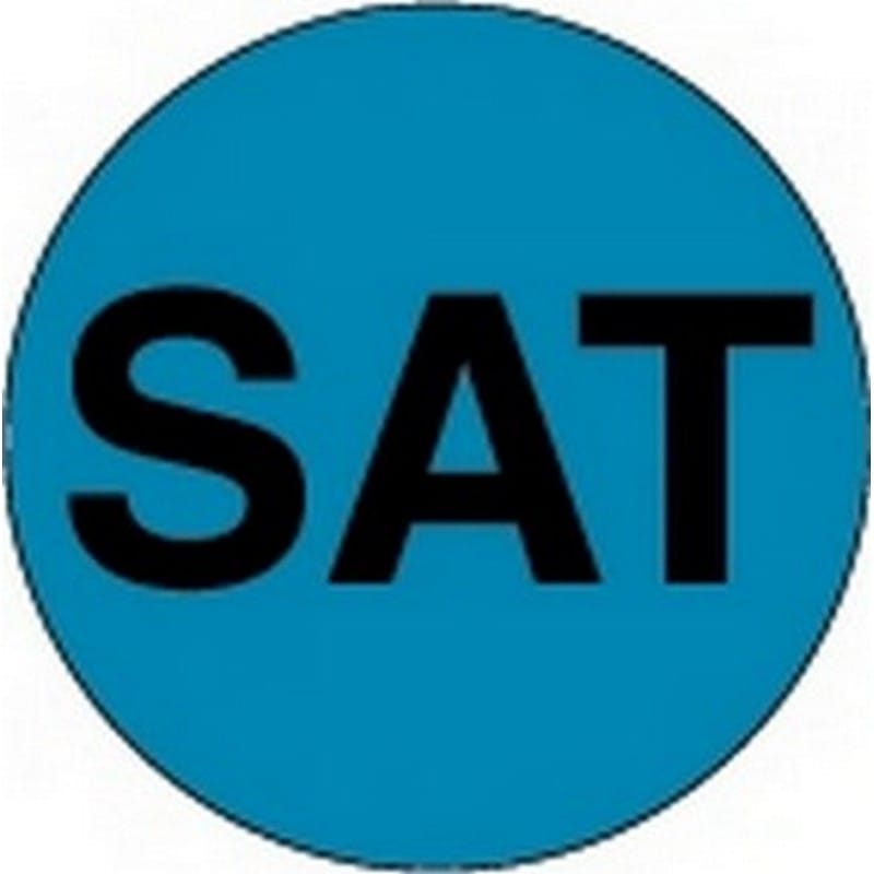 1" Diameter "SAT" Day of the Week Circle Labels (500 per Roll) - Image 2